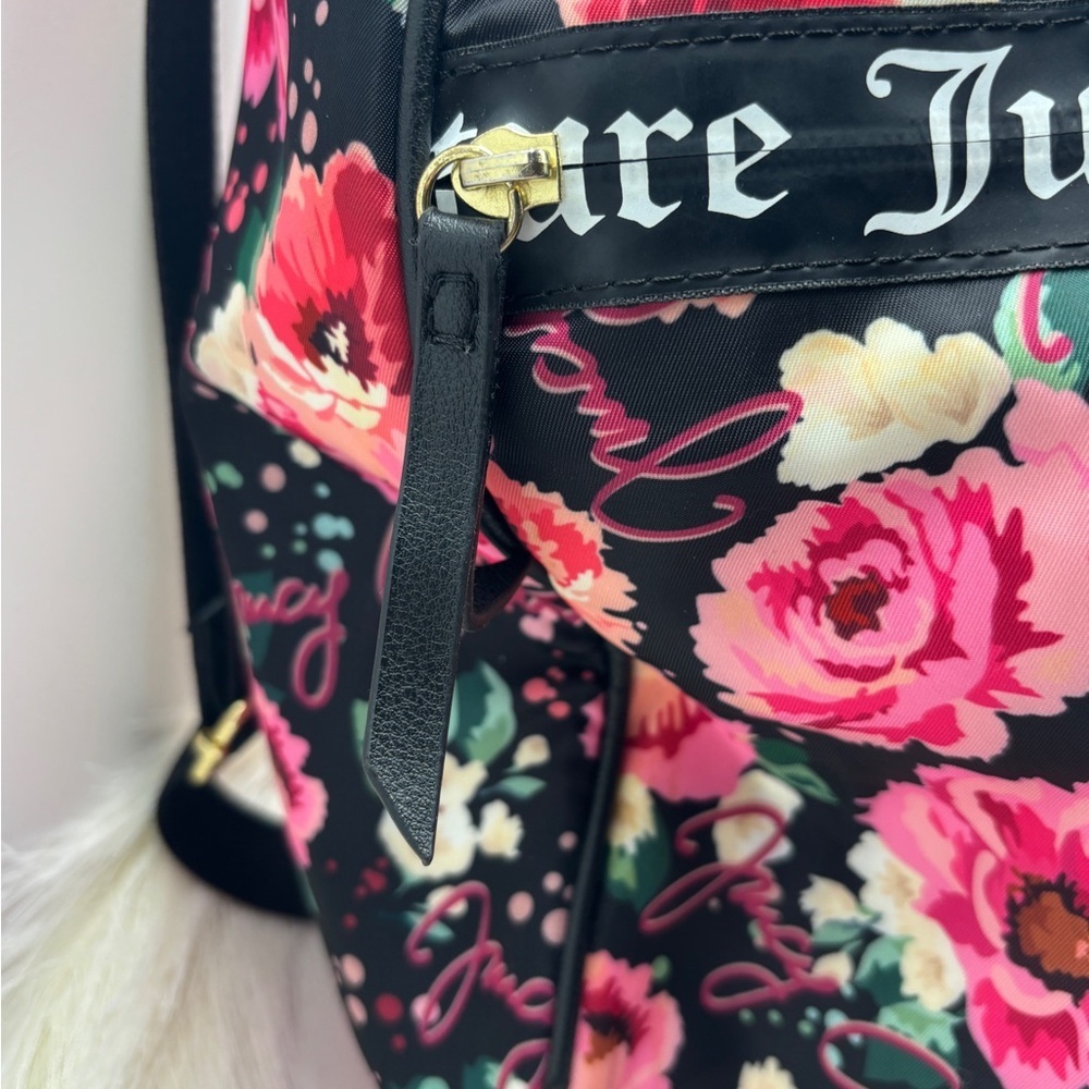 Juicy Couture Black and Pink Floral Travel Bag large duffle Cottagecore Y2K - Picture 3 of 13